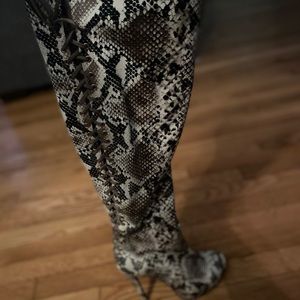 Snake print boots